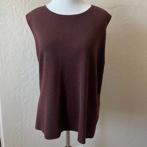 Eileen Fisher Merino Wool Brown Shell | L | NWT
